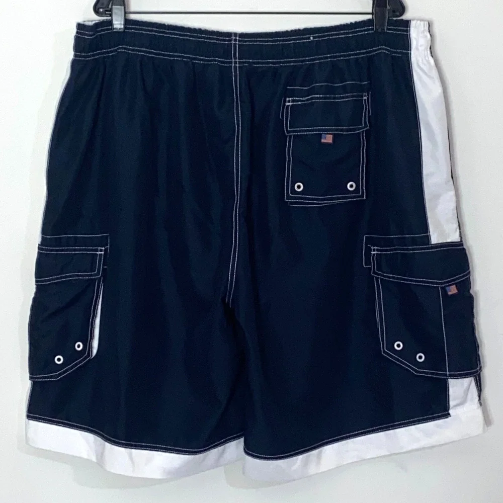 US Apparel Swim Shorts Mens 3XL Navy Blue White Outlander Board Shorts